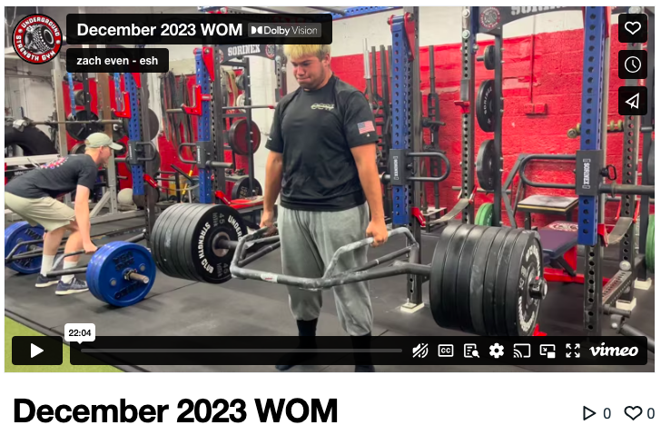 December 2023 Underground Strength Movie & Workout of the Month